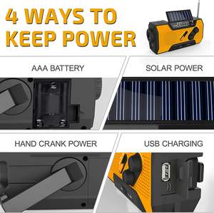 <span class=keywords><strong>Radio</strong></span> météo NOAA AM FM à manivelle solaire 2000mAh avec lampe de poche, alerte SOS et lampe de lecture, équipement de survie, cadeau familial - Product Image 4