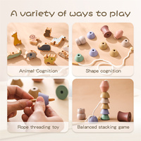 New Animal Montessori Educational Wooden Lacing Toys for Toddlers 1-3 Threading Beads Occupational Therapy Toys for Toddlers