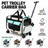 Sac de transport roulant pour chat et chien en tissu 600D avec maille, sac de voyage à roulettes et large ouverture d'accès - Sac à dos pour animaux de compagnie (Chine)
