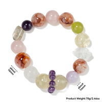 Bracelet Élastique en Cristal de Quartz Rose Naturel de Madagascar, Perles de 12, 14, 16 mm, Grande Pierre Fantôme, Idéal pour Cadeaux Tendance