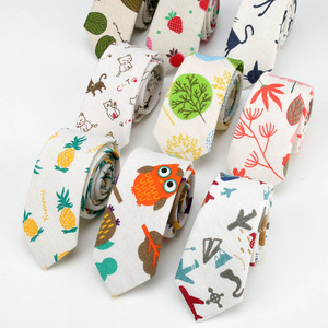 <span class=keywords><strong>Cravate</strong></span> unisexe à imprimé animal/plantation de dessin animé, 6 cm, en coton respirant, style décontracté et tendance pour fêtes et usage quotidien - Product Image 2