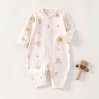 Combinaison pour nouveau-né Kaka Bear en coton doux et pur, respirante, pour bébés garçons et filles de 0 à 12 mois, manches longues, boutons pression, motif dessin animé