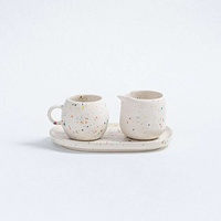 Nouvel ensemble de tasses en céramique 2026 couleur macaron effet éclaboussures de peinture, avec logo personnalisé, empilables, en grès, pour café, hôtel, restaurant, cadeau de mariage