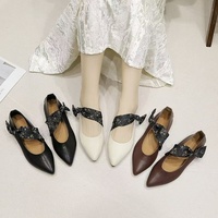 Venta al por mayor directa de fábrica: Zapatos Mary Jane de tacón grueso para mujer, estilo retro elegante, planos para ir al trabajo, de corte bajo y sin cordones.