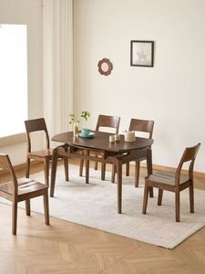 <b>solid</b> <b>wood</b> <b>dining</b> <b>table</b> set <b>round</b> <b>dining</b> <b>table</b> set <b>dining</b> room furniture extendable <b>table</b> set for apartment - Product Image 2