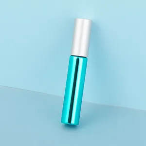 Новая косметическая упаковка 10 мл блестящий синий стеклянный флакон для духов с серебряной крышкой для эфирного масла