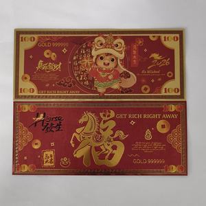 Tarjeta Coleccionable de Plástico del Año del Caballo del Zodiaco Chino de Alta Calidad, 100 Billetes de Plástico con Lámina Dorada para Regalo de Año Nuevo - Product Image 2