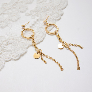 Chandelier Earrings 18K Gold Stainless Steel White Zircon Chain Tassel Drop Earrings For Women Fashion Jewelry - Product Image 4