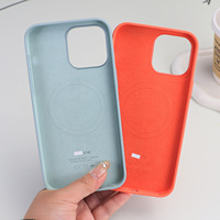 Coque Téléphone Officielle Originale avec Logo en Silicone Liquide Magnétique pour iPhone 16 15 14 13 Pro Max