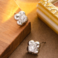 Boucles d'oreilles clous haut de gamme pour femme en argent avec zircon incrusté de diamants, accessoire de mode