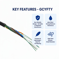 Câble micro soufflé GCYFTY non métallique à tube lâche 24-288 fibres G652D gaine HDPE pour installation par soufflage de réseau d'accès FTTH