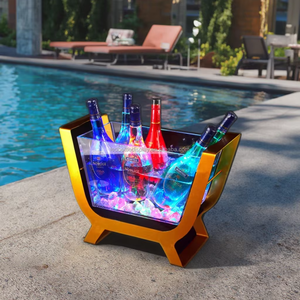 <span class=keywords><strong>Bar</strong></span> klub malam bentuk perahu sampanye emas warna transparan logam terpisah plastik akrilik menyala ember es Led untuk pesta - Product Image 1