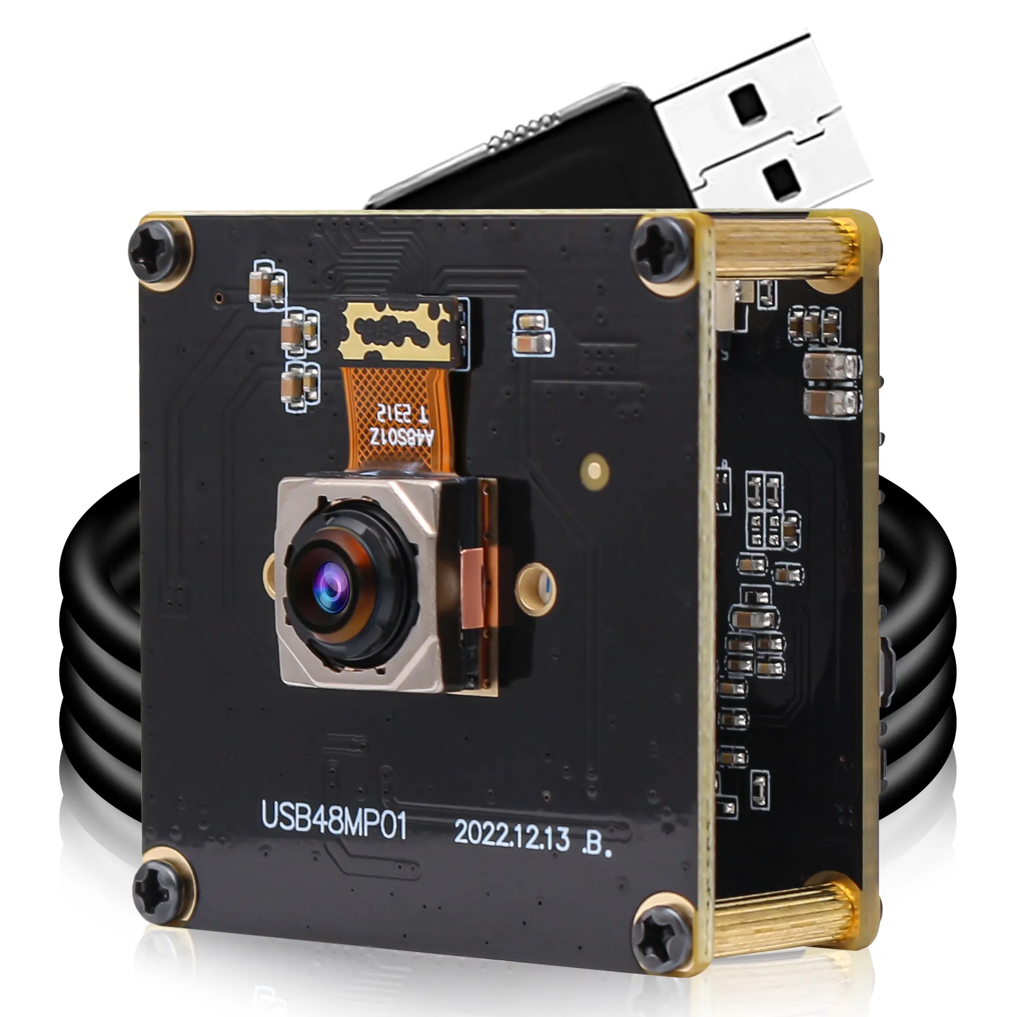 ELP 고속 자동 초점 USB 카메라 모듈 48MP (70 도 포함) 문서 스캔, 얼굴 인식을 위한 왜곡 없음 렌즈