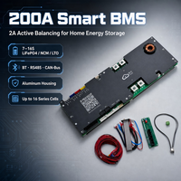 Kit complet JKBMS PB2A16S20P 200A 2A Active Balance 16S CAN RS485 BT pour pack de batteries LiFePO4 DIY à montage mural domestique