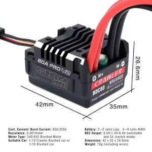 การ์ดโปรแกรมพัดลมกันน้ำ BEC 6.0V-8.4V <span class=keywords><strong>V2</strong></span>ปัดแปรง ESC ในตัวการ์ด80A สำหรับ RC 1/10 Crawler Car - Product Image 3