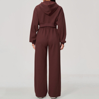 Ensemble de survêtement léger et respirant pour l'automne/hiver, coupe ample, décontracté, avec capuche, fermeture éclair, cardigan long, pour le sport et le fitness, logo sur le devant