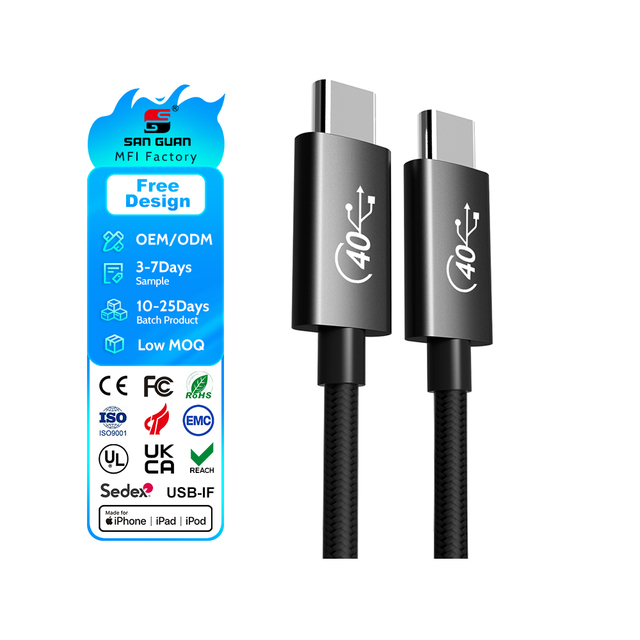 Hot 40Gbps USB4 Gen3 Type-C 100W 5A Metal Cable for Thunderbolt 3.0 Fast Charging Compatible with Mac Pro ThinkPad Alienware