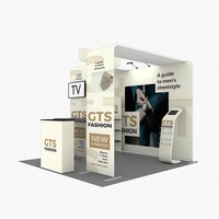 Support de bannière en tissu tendu en aluminium sans outil 10x10 pieds, support pour iPad, étagères, présentoir portable pour exposition, stand de salon professionnel