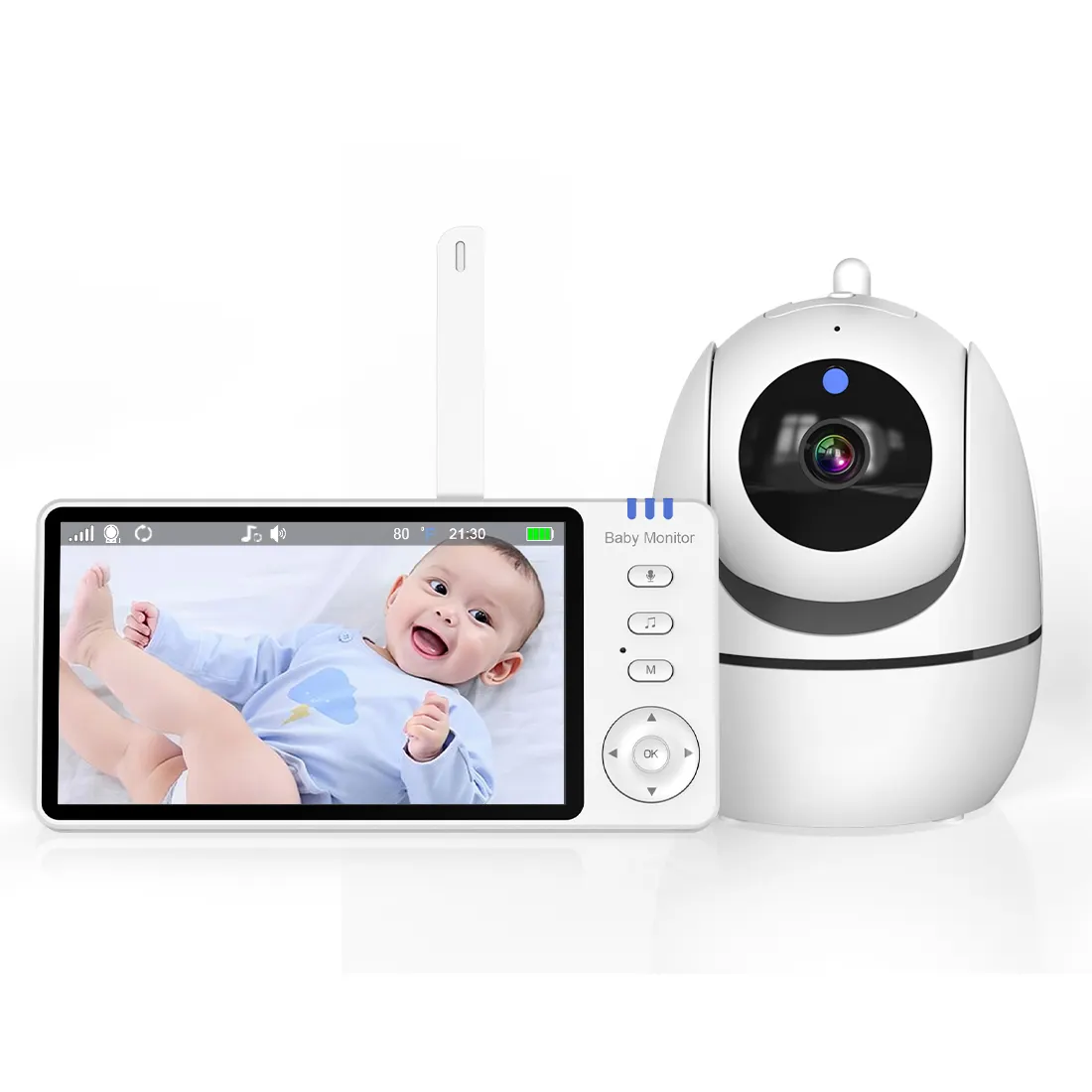 2024 ABM501 5 Zoll Baby-Kamera 720P PTZ Nachtsicht-Baby-Vorsorgsvideo Baby-Monitor