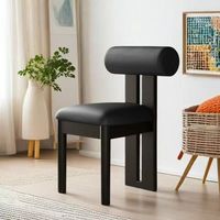 Chaise de salle à manger contemporaine minimaliste en bois massif pour la maison, le bureau et le salon, avec un revêtement en cuir durable
