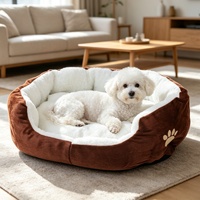 Cama para Mascotas de Lana de Cordero, Moderna, Ecológica, Diseño de Dibujos Animados, Cueva para Perros y Gatos, Desmontable, Cálida para Invierno, Tamaño Pequeño