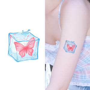 Autocollants de <span class=keywords><strong>tatouage</strong></span> temporaire colorés beau <span class=keywords><strong>tatouage</strong></span> imperméable papillon <span class=keywords><strong>rose</strong></span> glace adapté au visage, aux <span class=keywords><strong>bras</strong></span> et aux jambes - Product Image 1