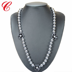 de imitación de flores negras, venta al por mayor de fábrica Collar de perlas - Product Image 1