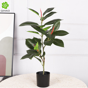 Bonsaï artificiel en caoutchouc Qihao, grand ficus à 3 branches, haute simulation, plante décorative d'intérieur et d'extérieur - Product Image 3