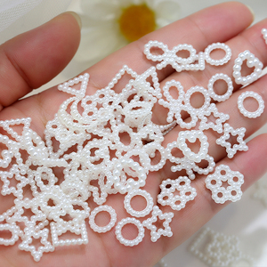 ลูกปัดกลวงรูปหัวใจแบนทำด้วยมือใหม่50กรัมลูกปัดมุกเรซิ่นสำหรับตกแต่งเล็บมีเสน่ห์อุปกรณ์ตกแต่งเล็บ - Product Image 5