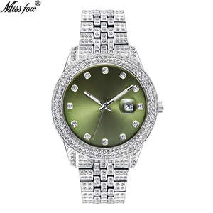 Reloj de Cuarzo Luminoso con Fecha y Diamantes Completos para Hombre, Estilo Hip Hop, Dorado y Rosa, Resistente al Agua, con Diamantes Moissanite - Product Image 5
