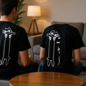 T-shirt Uomo Donna a Maniche Corte Nera con Stampa Gatto Divertente Design Amanti dei Gatti Abbigliamento Promozionale - Product Image 3