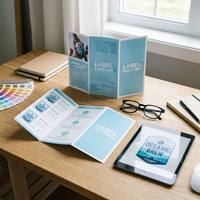 Feuillet plié en trois parties en papier offset A5 avec logo personnalisé imprimé et gaufrage