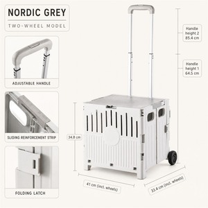 Foldable Mint Green ABS Pet Carrier <b>Trolley</b> <b>with</b> 2 <b>Wheels</b> and Adjustable Handle - Product Image 2