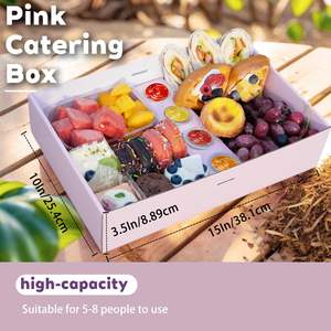 Scatola per Servire Pasticceria <span class=keywords><strong>in</strong></span> Cartone Resistente, Vassoio per Alimenti Assortiti con Coperchio, Stabilmente Riempibile, per Catering, Viaggi e Feste - Product Image 6