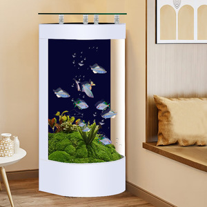Modernes Halbkreisförmiges Aquarium mit Seitenfilter - Einfach zu Reinigen, Perfekt für Zuhause und Büro - Product Image 1