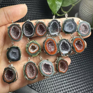 도매 천연 크리스탈 보석 치유 석영 정동석 마노 925 실버 펜던트 장식 - Product Image 3