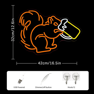 ป้ายไฟนีออนรูปกระรอก ป้ายไฟนีออนรูปสัตว์ ไฟ LED ป้ายนีออนแบบ USB ปรับความสว่างได้ สำหรับบาร์ ห้องนอน ห้องเด็ก ห้องเล่นเกม ร้านค้า - Product Image 3