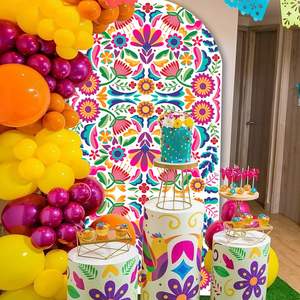 فييستا المكسيكي خلفية قوس مطاط دنة في المخزون <span class=keywords><strong>2</strong></span> جانب Otomi الزهور لسينكو دي مايو حفل زفاف مصنع بالجملة - Product Image 4