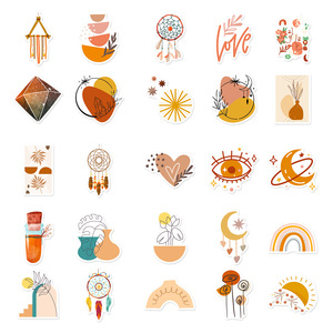สติกเกอร์รูปใบไม้รูปพระจันทร์และดอกไม้แบบโบโฮจำนวน50ชิ้นสไตล์ INS - Product Image 4