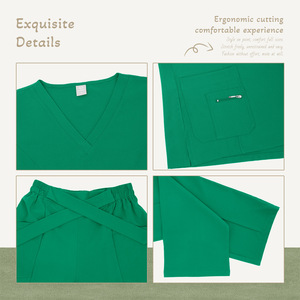 Women's Scrub Set V-Neck Short Sleeve Moisture Wicking Hospital Uniforms For Doctor Nurse Dentist Salon Use - Product Image 2