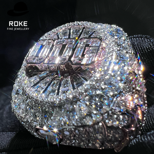 Bague de mariage et de championnat pour homme en or massif 9-18K, style hip-hop, avec lettre personnalisée, diamant rond et taille baguette cultivé en laboratoire certifié IGI - Product Image 6