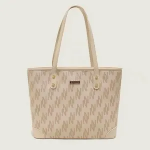 Borsa monogramma borsa da ufficio da donna con cerniera Tote in pelle di grande capacità Top-borsetta da donna alla moda borse a tracolla versatili