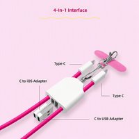 Kabel Data Tipe-C 4-in-1 3A Pengisian Cepat dengan Pelindung Anyaman dan Selubung PVC 1m/2m untuk Ponsel, Tablet, dan Komputer