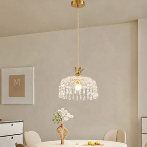Lustre vintage cristal de taille moyenne blanc chaud pour entrée couloir chevet bar installation suspendue petit lustre - Product Image 4