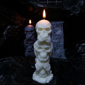 Decoración del hogar regalo de aniversario Halloween <span class=keywords><strong>Terror</strong></span> 3 incluso cabeza de fantasma incienso vela ahumada - Product Image 6