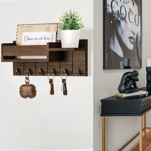 Modern minimalist <b>wall</b>-<b>mounted</b> keychain, entrance hallway decoration, mail organizer, living room decoration, wooden <b>shelf</b>. - Product Image 3
