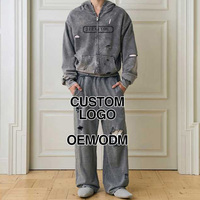 420 GSM sweat à capuche personnalisé et ensemble court Spider sweat à capuche zippé élégant Streetwear sweats à capuche pour hommes