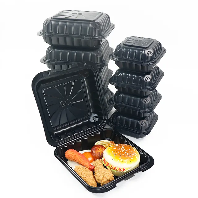 Sinh thái thân thiện Takeaway Bento ăn trưa hộp vỏ sò 3 ngăn dùng một lần thức ăn nhanh container