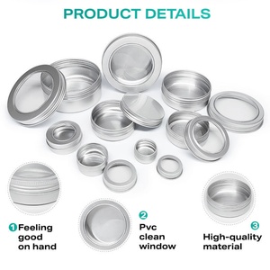Lata de Aluminio Redonda Cilíndrica Personalizada de Alta Calidad de 2.1 oz, 60 g, 60 ml, con Ventana Transparente y Tapa de Rosca, para Uso Cosmético, Regalos y Galletas - Product Image 3