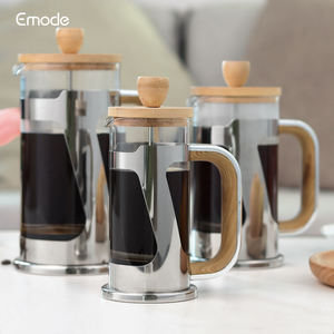 Cafetière à presse française en verre borosilicaté haut de gamme avec couvercle en bambou - Product Image 5